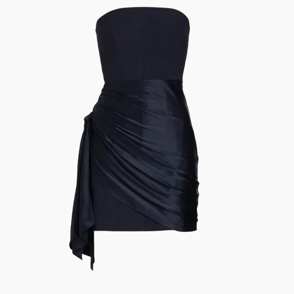 CINQ A SEPT Kennith Side-Tied Strapless Cocktail Dress in dark navy - Picture 1 of 3